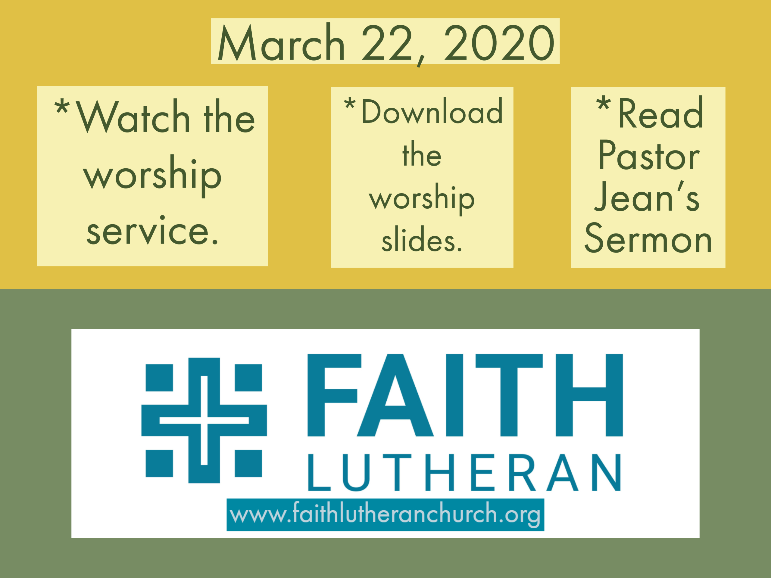 Worship resources from March 22, 2020